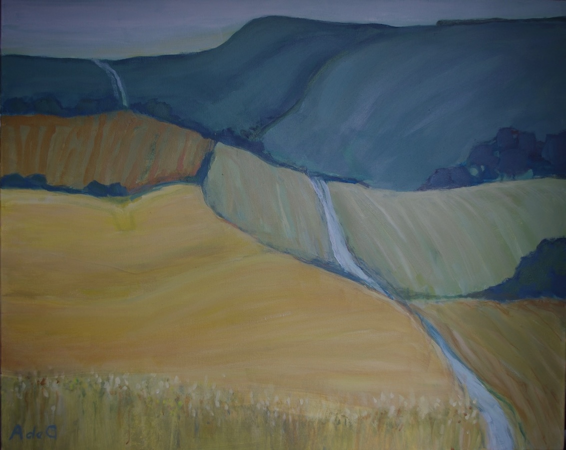 Path Over the Downs 2 (acrylic on canvas) – a painting by Anne de Geus - www.anne.degeus.com
