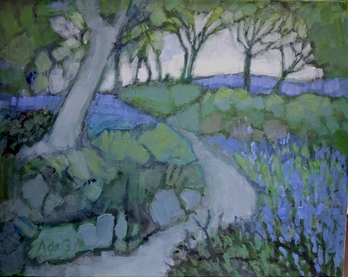 Bluebell Path (acrylic on canvas) – a painting by Anne de Geus - www.anne.degeus.com