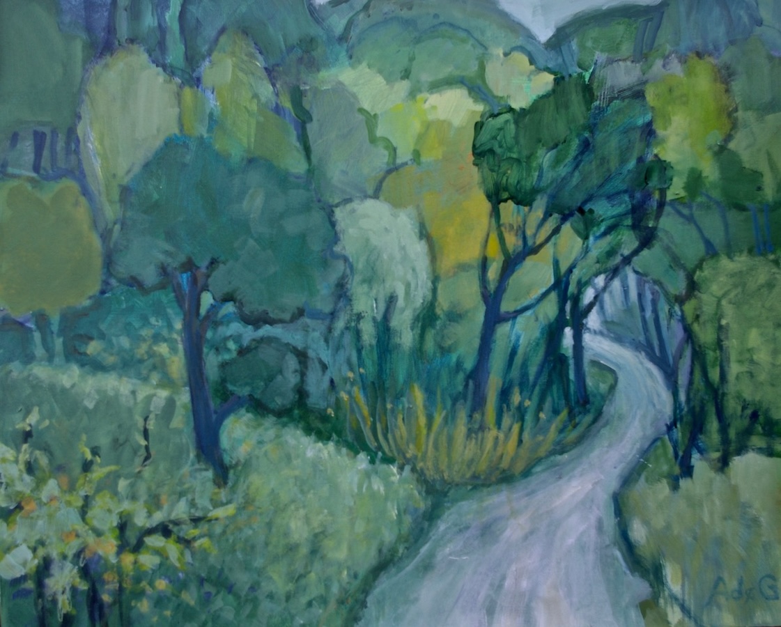 Track to the Downs (acrylic on canvas) – a painting by Anne de Geus - www.anne.degeus.com