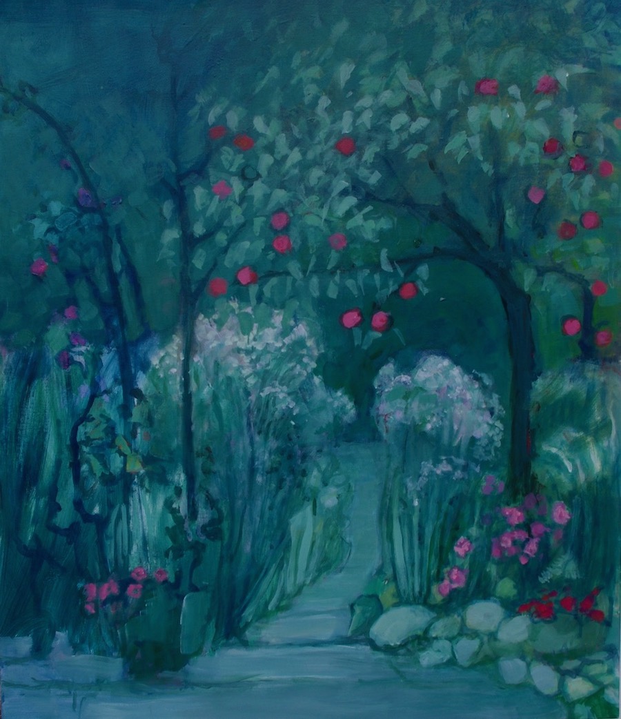 Back Garden, Evening (acrylic on canvas) – a painting by Anne de Geus - www.anne.degeus.com