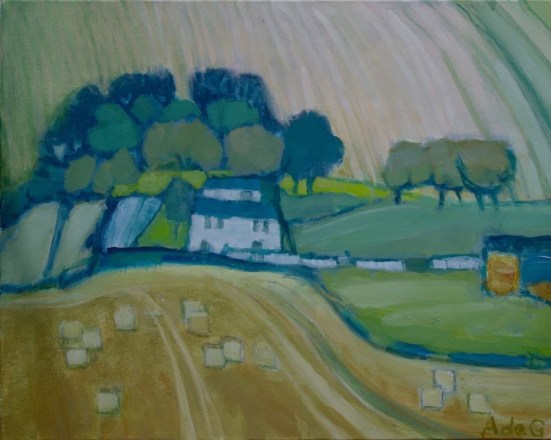 Farm Cottages (acrylic on canvas) – a painting by Anne de Geus - www.anne.degeus.com